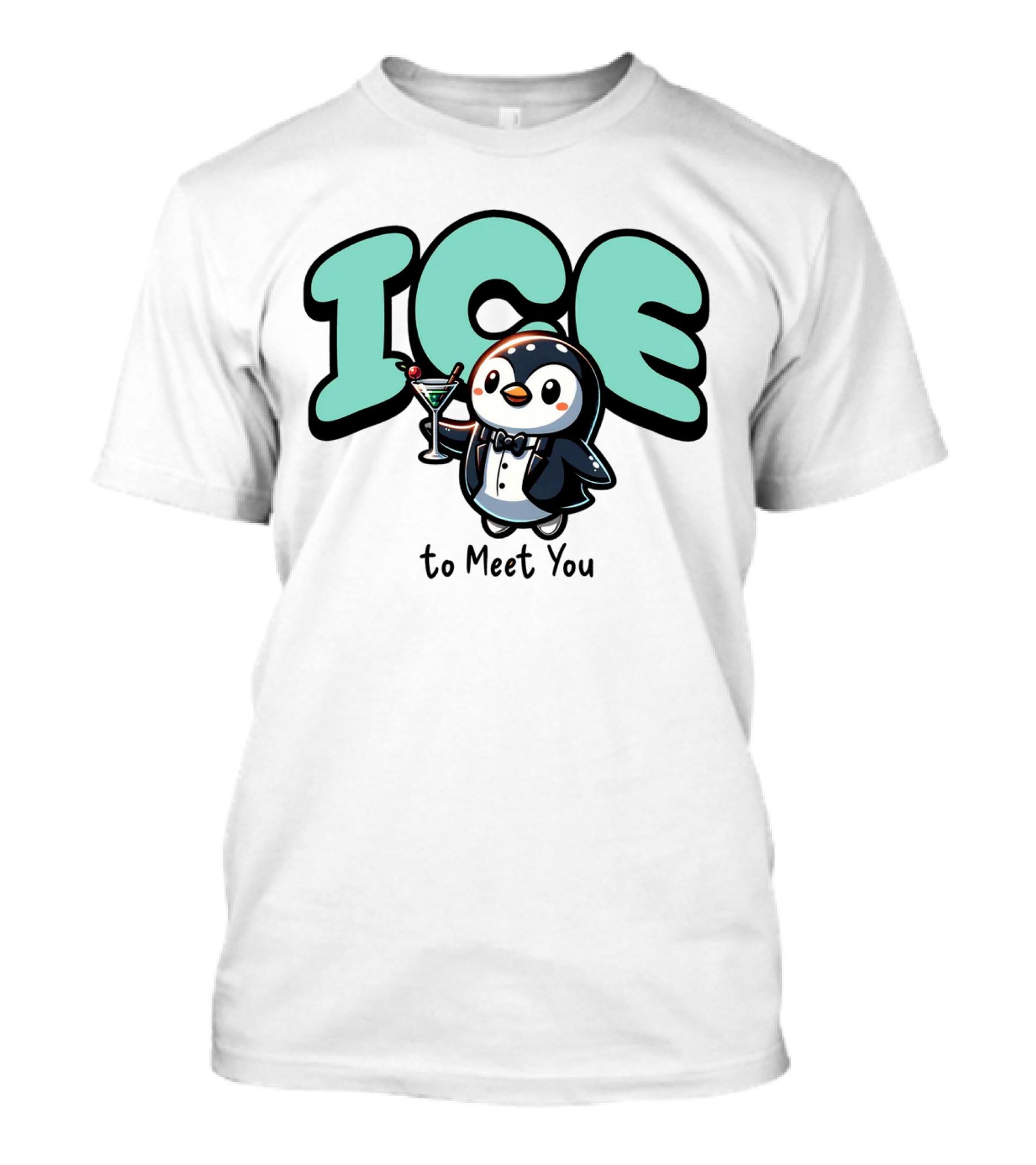 ICE To Meet You Penguin Martini Charm T-Shirt