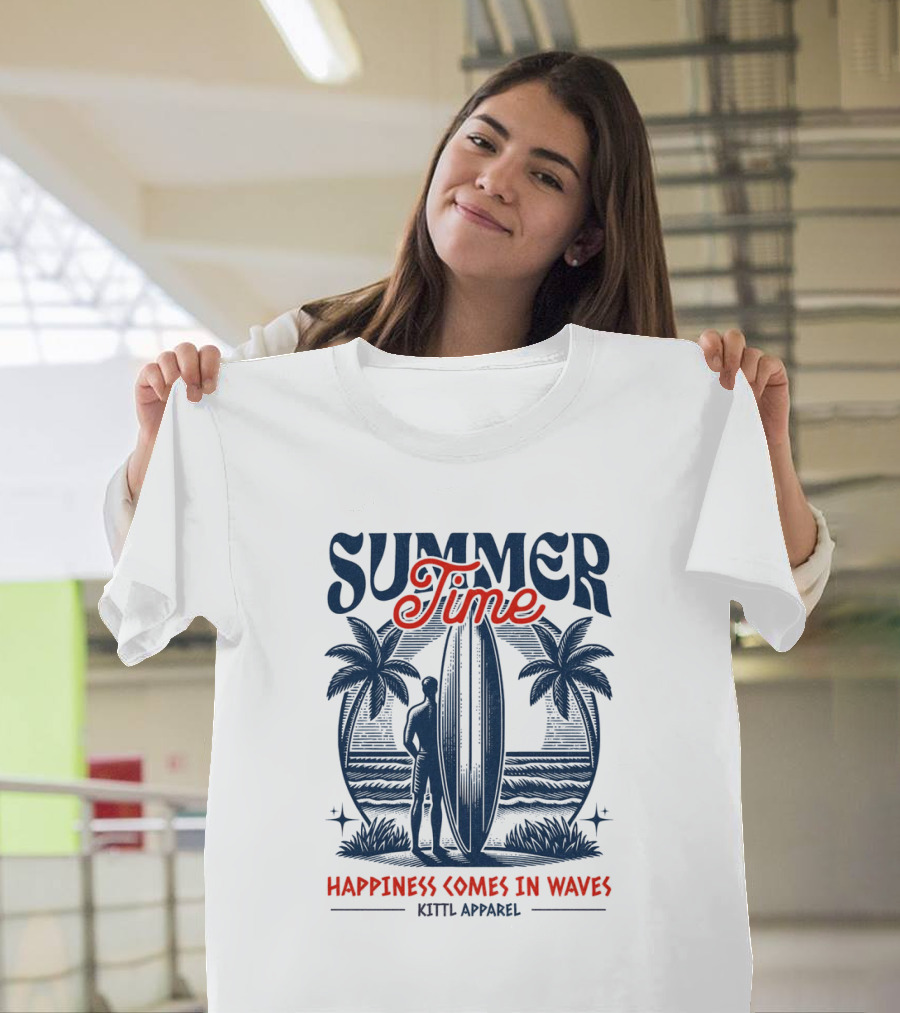 Summer Time Happiness Comes in Waves Kittl T-Shirt