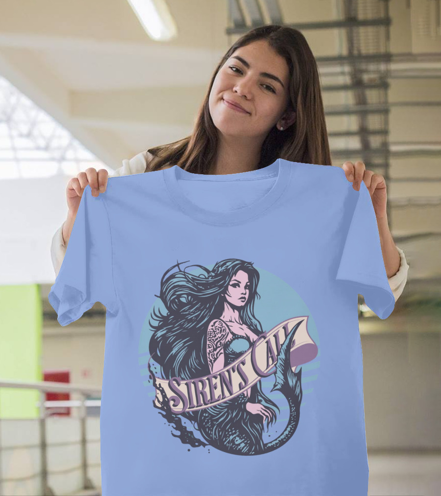 Siren's Call Mermaid Tattoo Ocean Waves T-Shirt