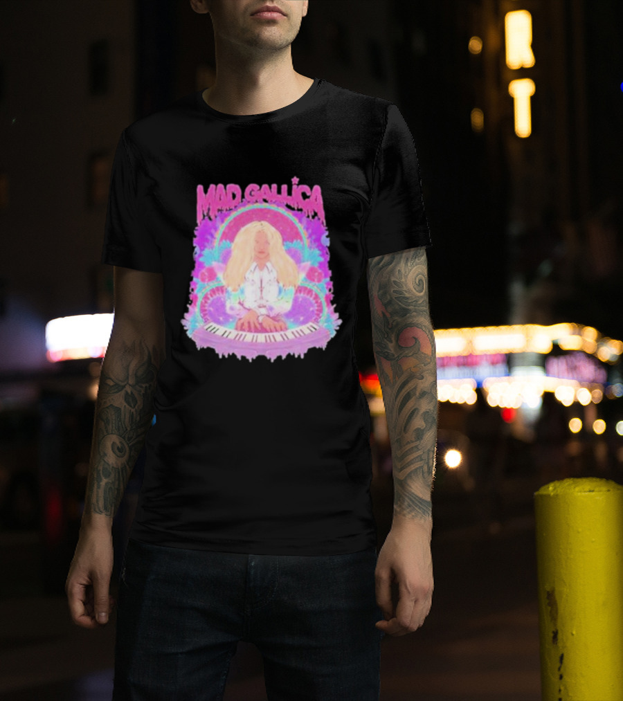Mad Gallica Pink Retro Psychedelic Keyboard T-Shirt
