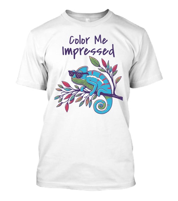 Color Me Impressed Chameleon With Sunglasses On Colorful Branch T-Shirt