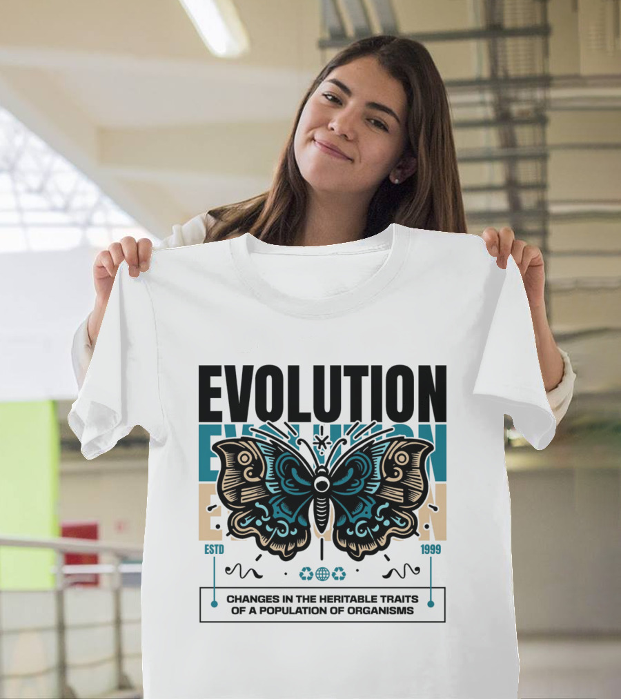 Evolution Butterfly Changes In Heritable Traits ESTD 1999 T-Shirt