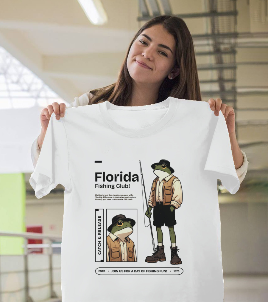 Florida Fishing Club Catch And Release Frog Adventure 1975 T-Shirt