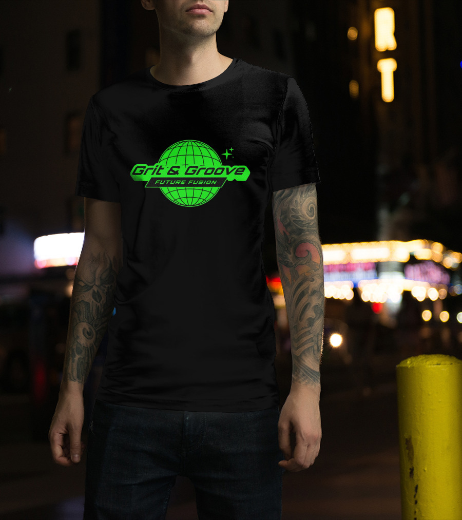 Grit And Groove Future Fusion Global Neon Green Sphere T-Shirt