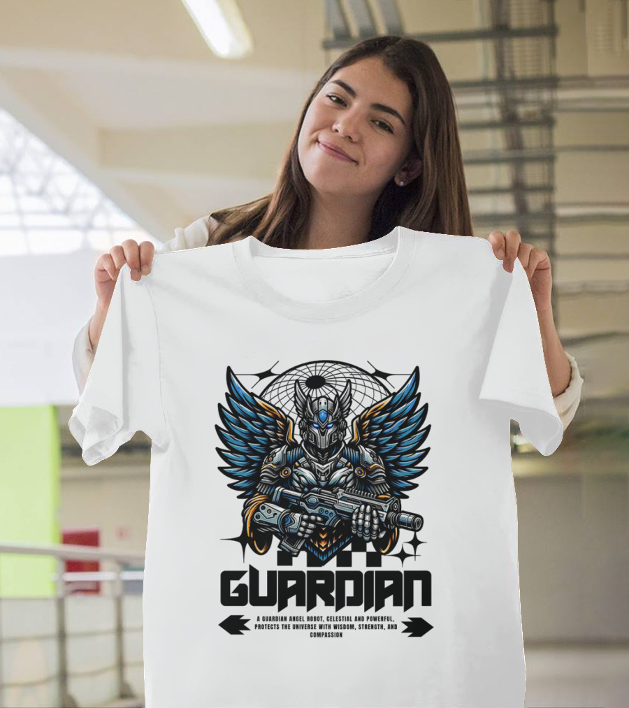 Guardian Angel Robot Celestial and Powerful Protects the Universe with Wisdom Strength and Compassion T-Shirt