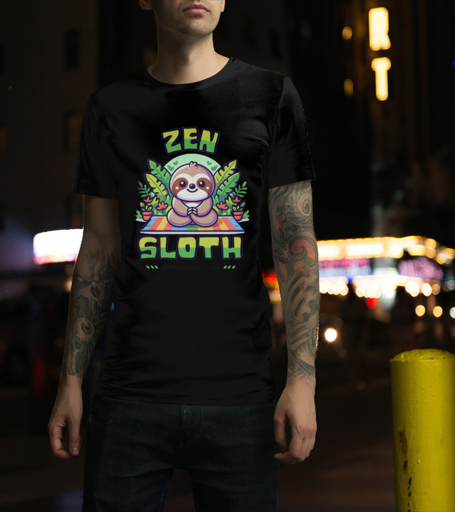 Zen Sloth Finds Peace In A Yoga Pose T-Shirt