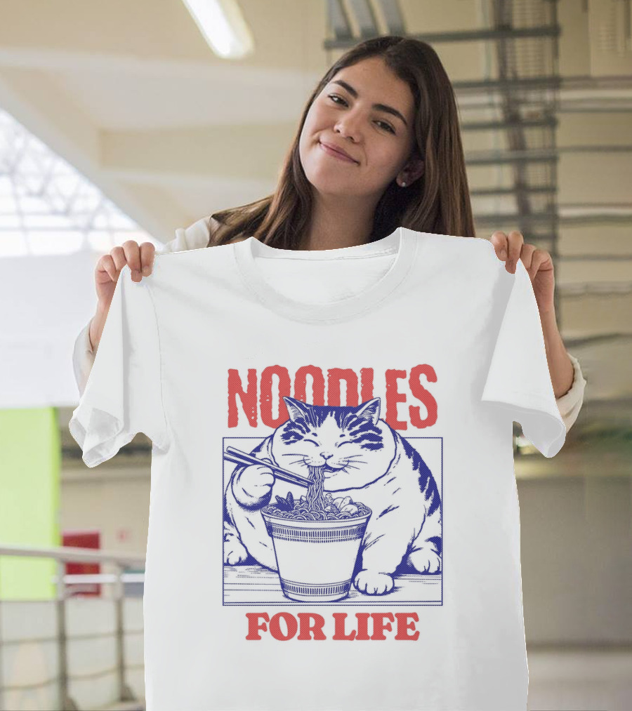 Noodles For Life Cat Eating Ramen T-Shirt