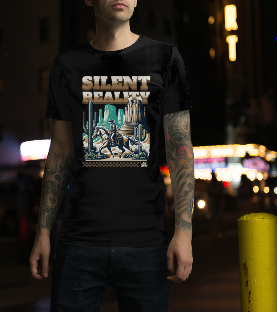Silent Reality Cowboy Landscape With Cactus And Buttes T-Shirt