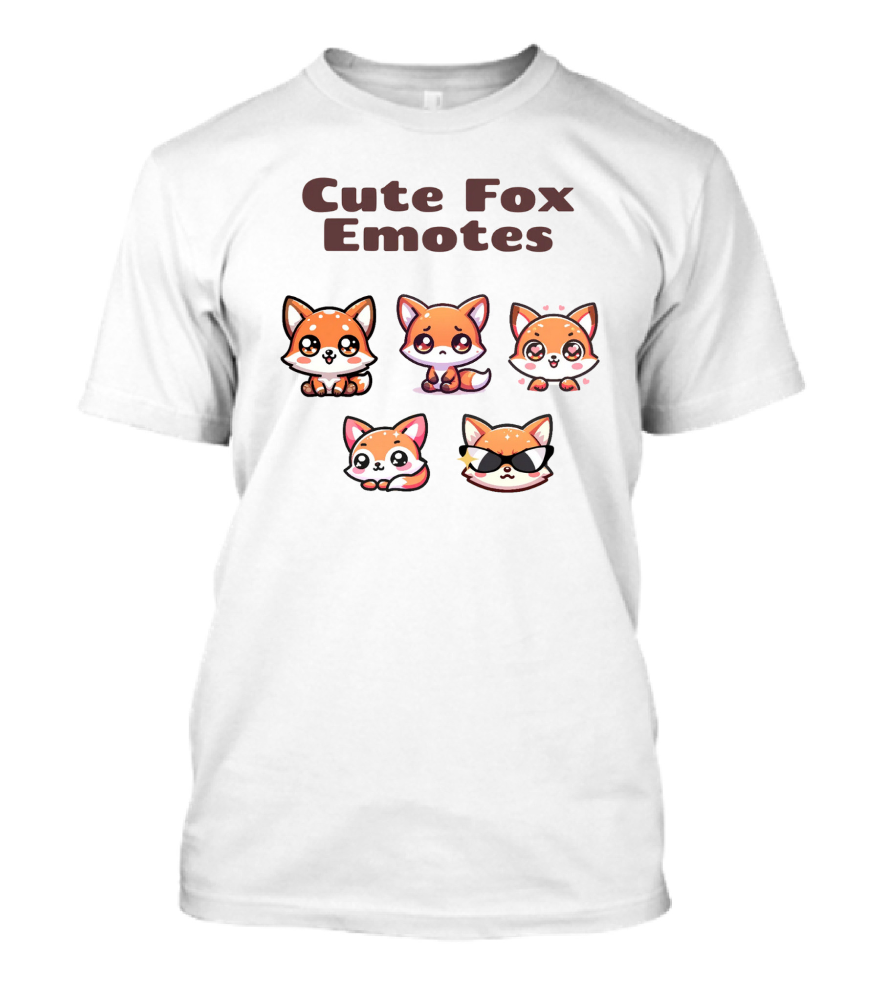 Cute Fox Emotes Collection Playful Expressions T-Shirt