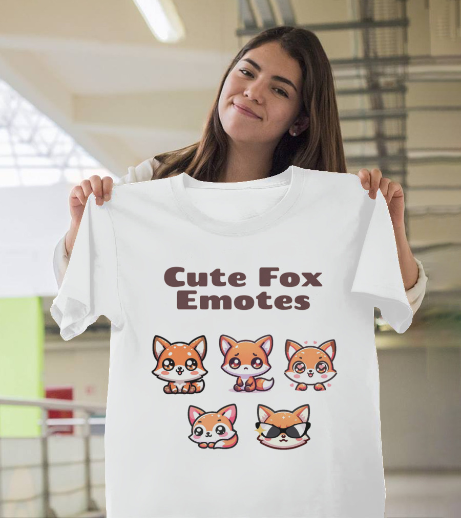 Cute Fox Emotes Collection Playful Expressions T-Shirt