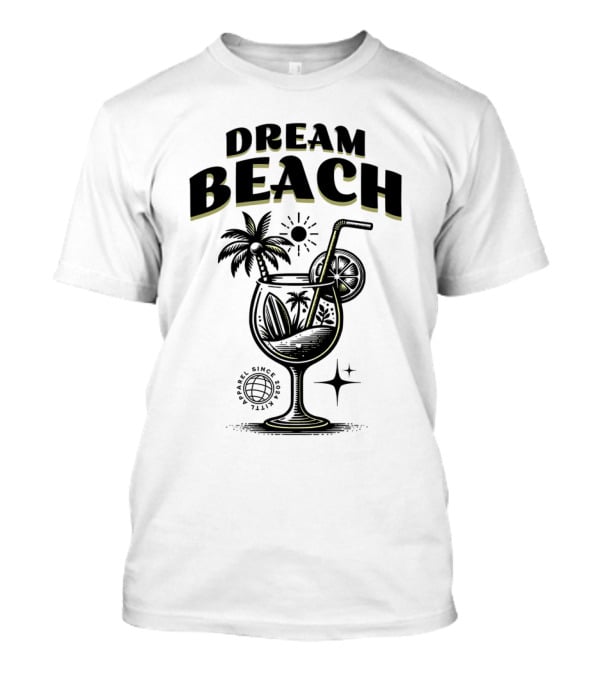 Dream Beach Travel Since 1981 Tropical Cocktail Palm Trees Sun And Moon T-Shirt