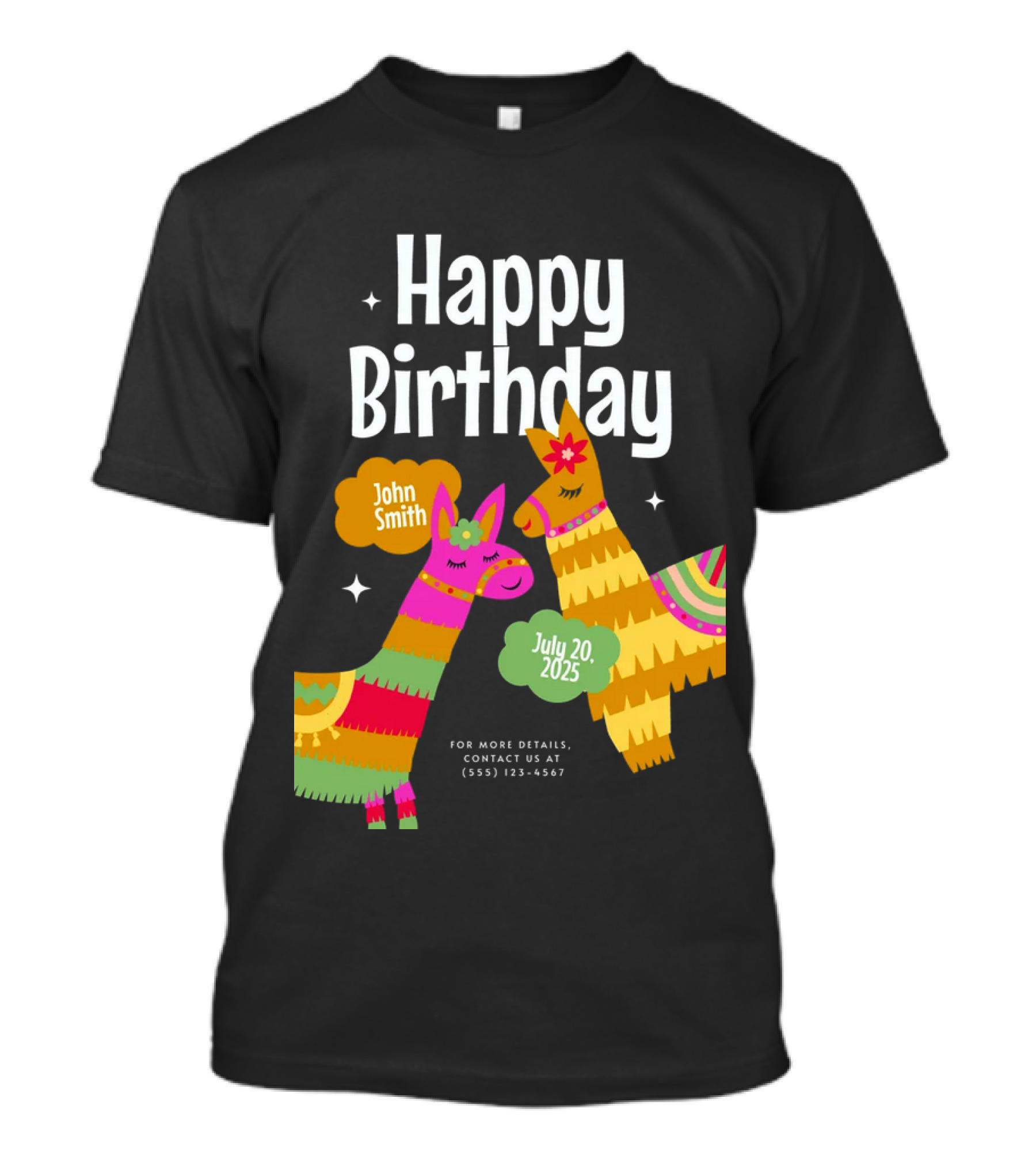 Happy Birthday John Smith Llamas July 20 2025 T-Shirt