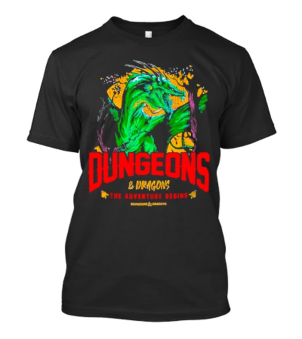 Dungeons And Dragons The Adventure Begins Green Dragon Fantasy T-Shirt