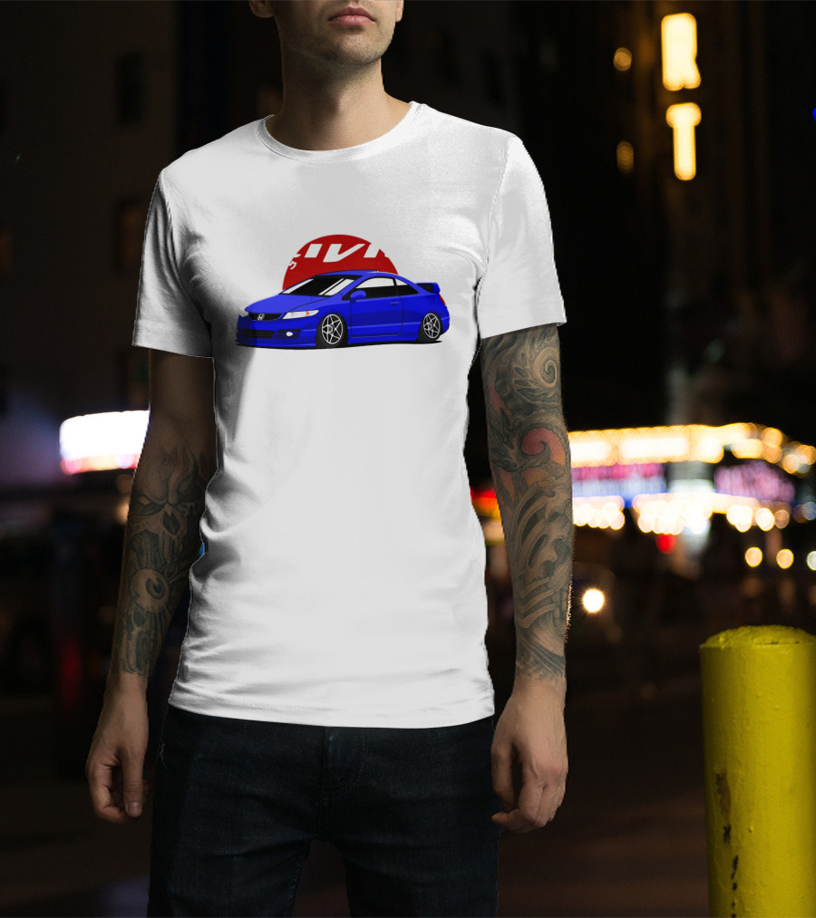 Civic SI JDM Cars Blue Honda With Japanese Characters T-Shirt
