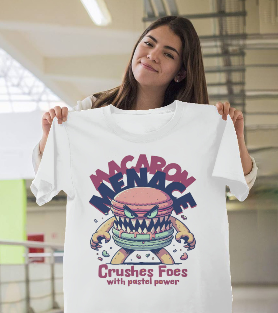 Macaron Menace Crushes Foes with Pastel Power T-Shirt