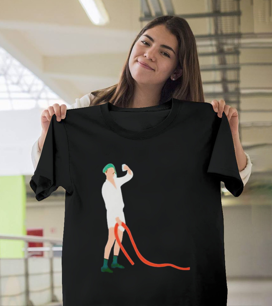Septic Engineer Holding Beer with Hose T-Shirt