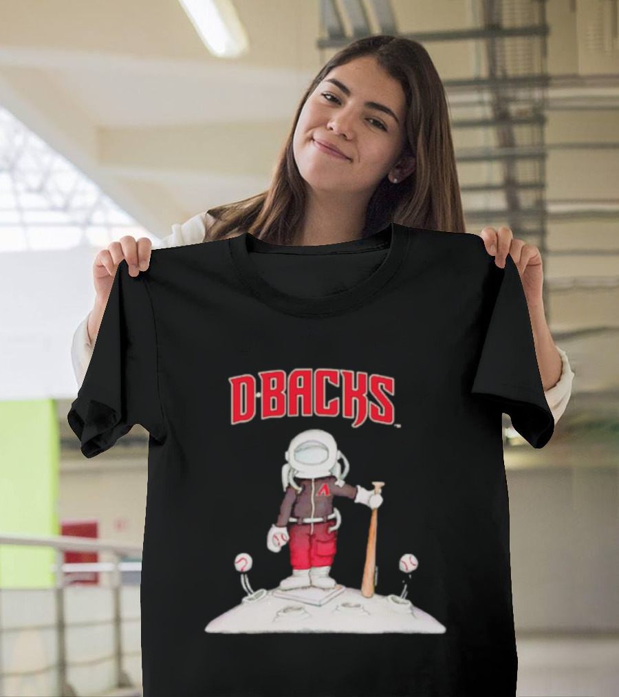Dbacks Astronaut Mascot with Baseball Bat on Moon T-Shirt