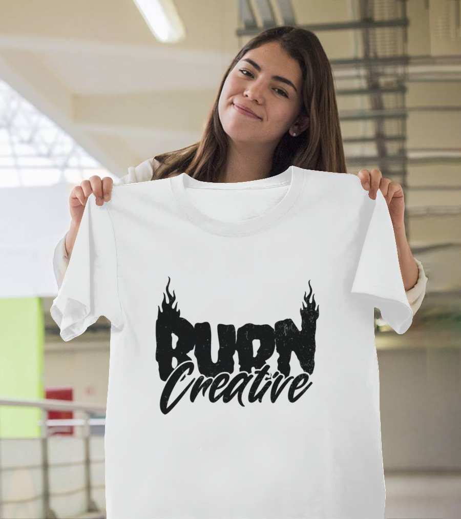 Burn Creative Flame Text T-Shirt