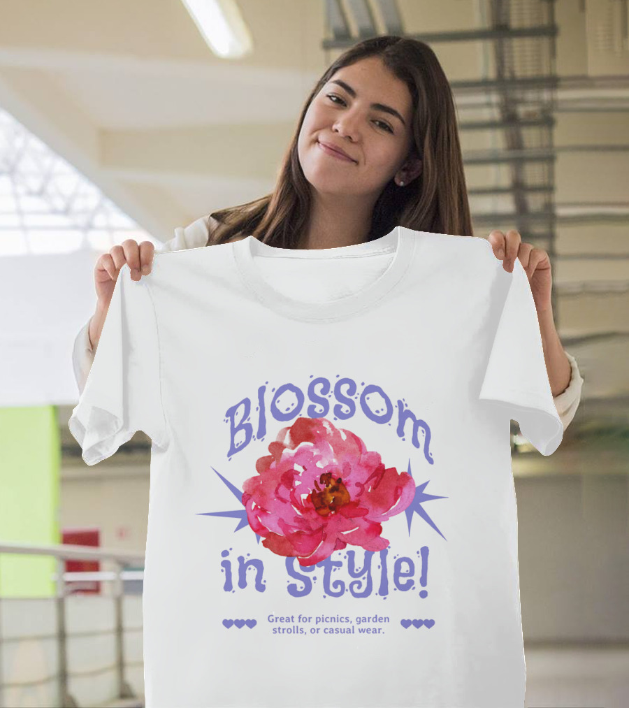 Blossom In Style Great For Picnics Garden Strolls Or Casual Wear T-Shirt