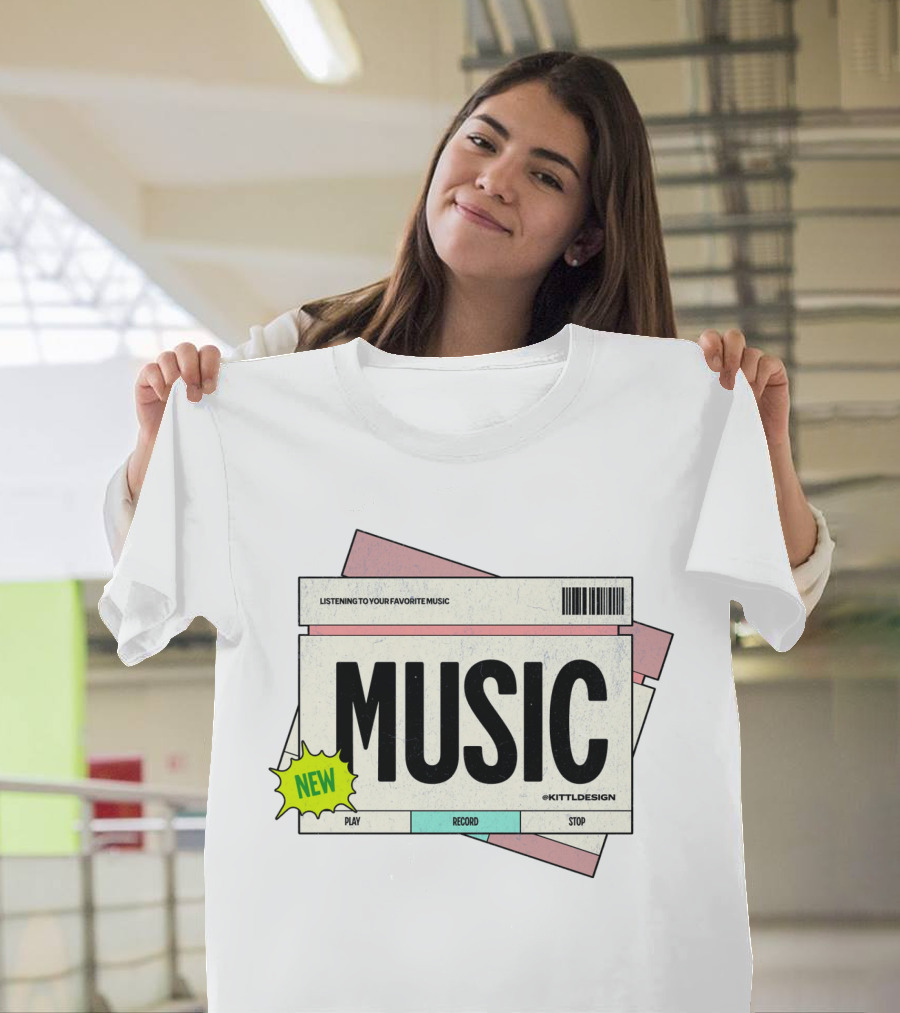 New Music Listening To Your Favorite Music Play Record Stop Kittldesign T-Shirt