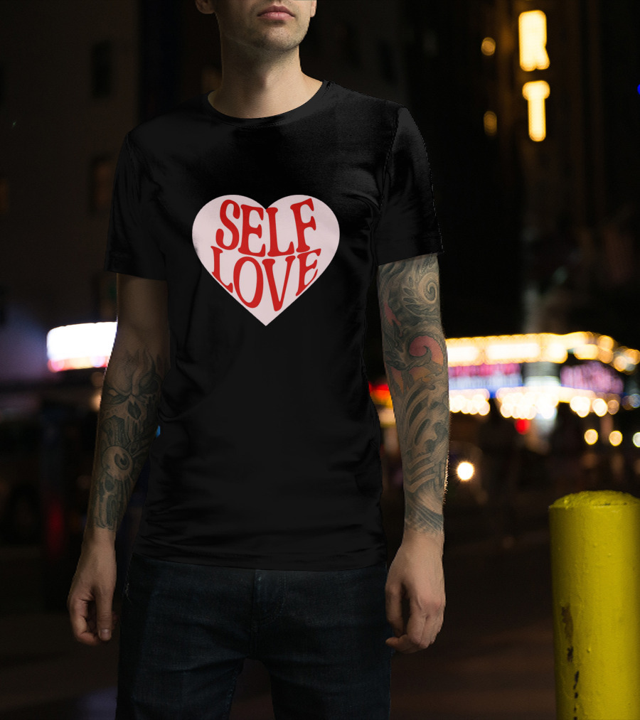 SELF LOVE Heart Retro Bold Typography T-Shirt