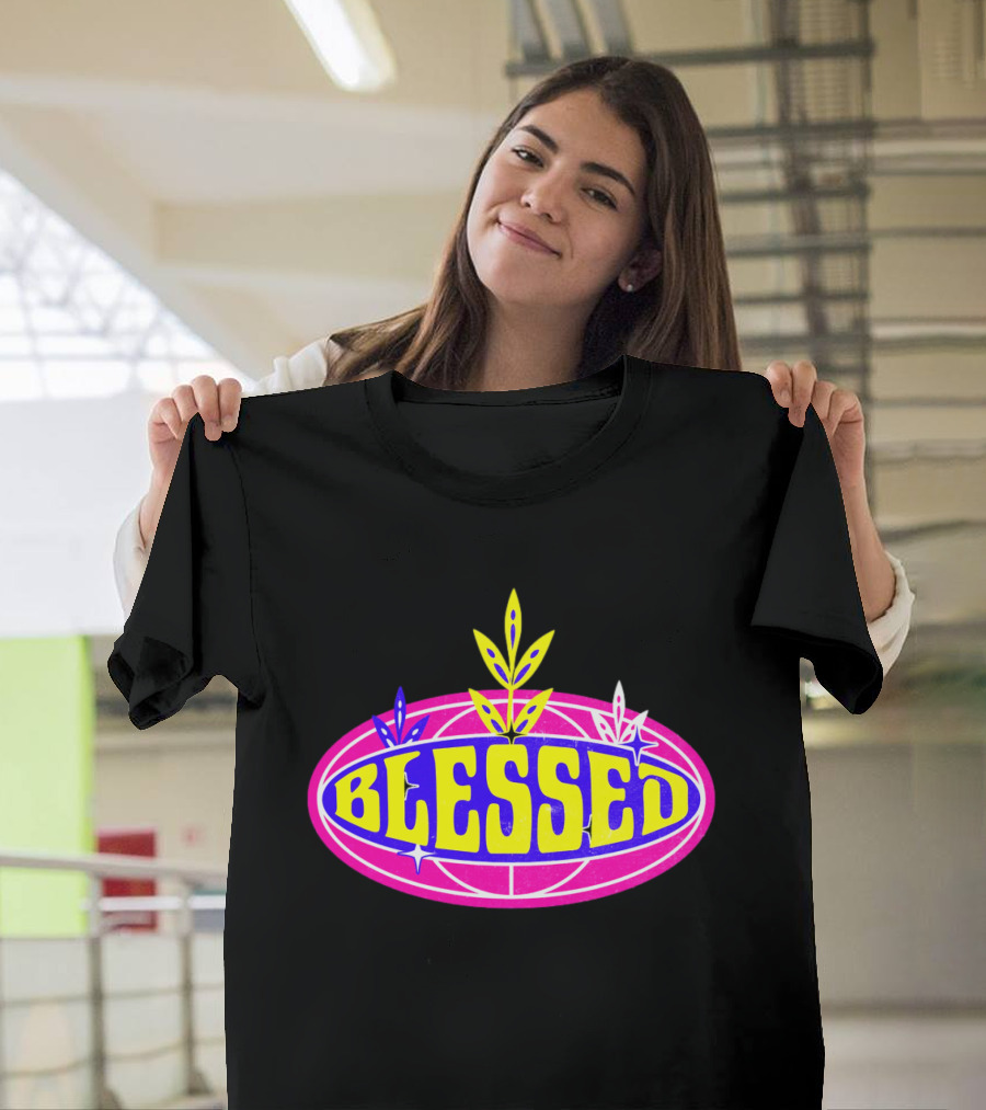 Blessed Colorful Retro Leaf Oval T-Shirt