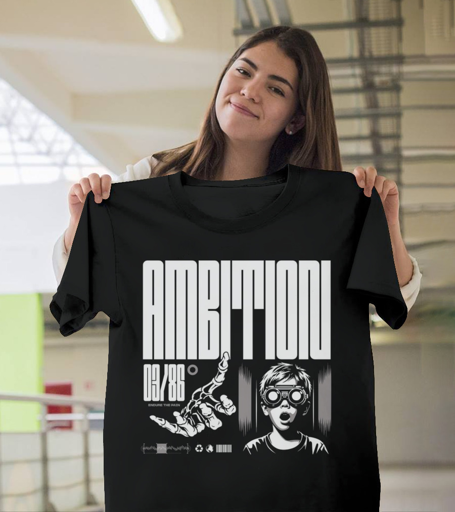AMBITION 03/86 Embrace The Dawn Child With Goggles And Robotic Hand T-Shirt