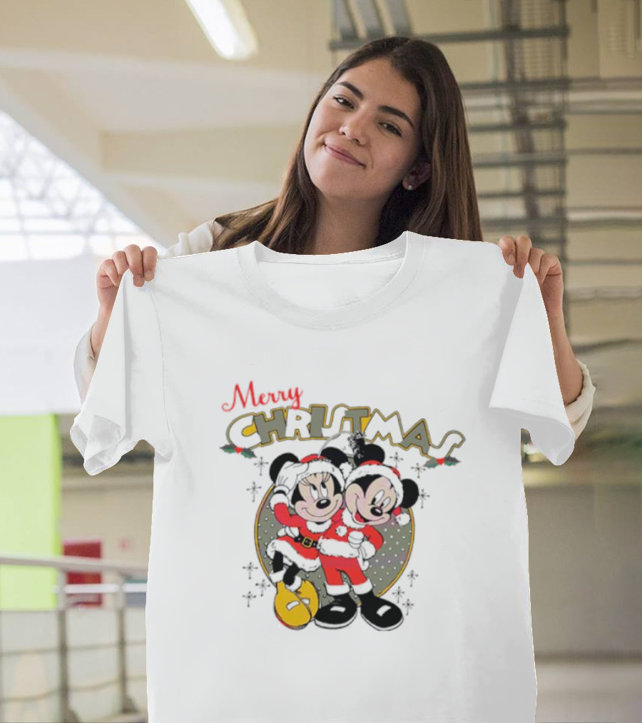 Disneyland Merry Christmas Mickey And Minnie T-Shirt