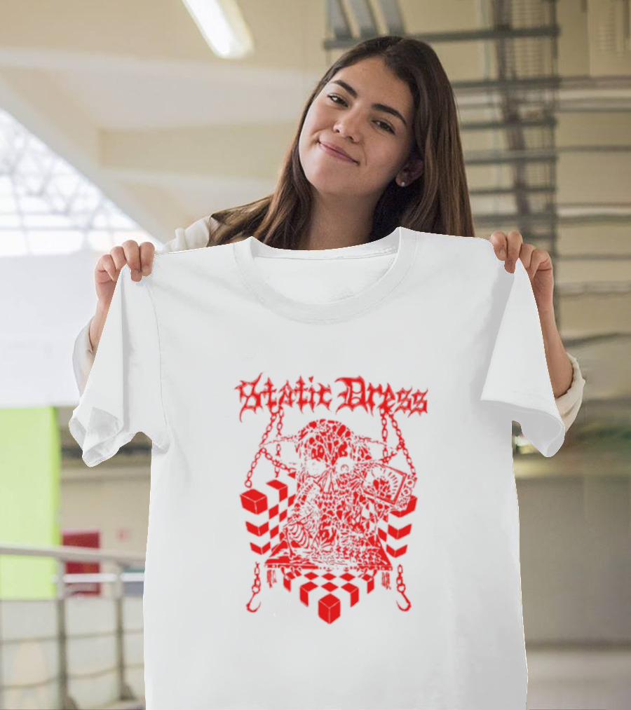 Static Dress Geometric Illusion Chains and Skulls Kerrang T-Shirt