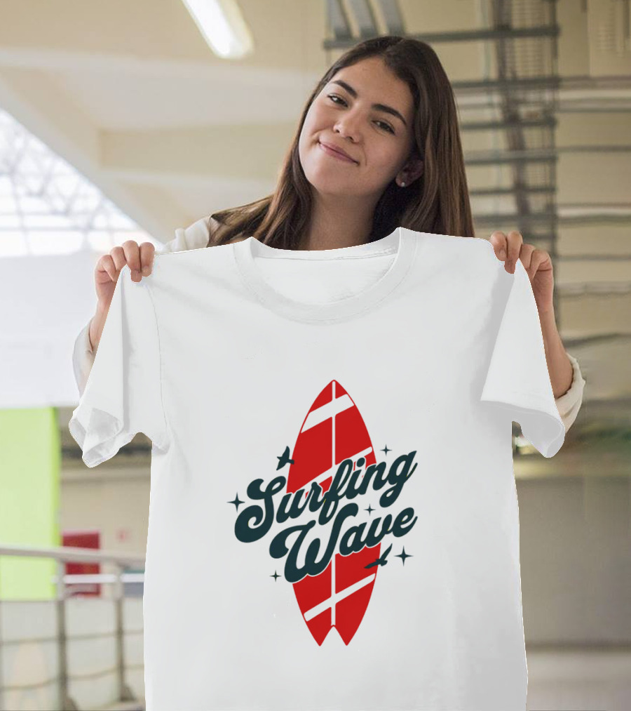 Surfing Wave Red Surfboard T-Shirt