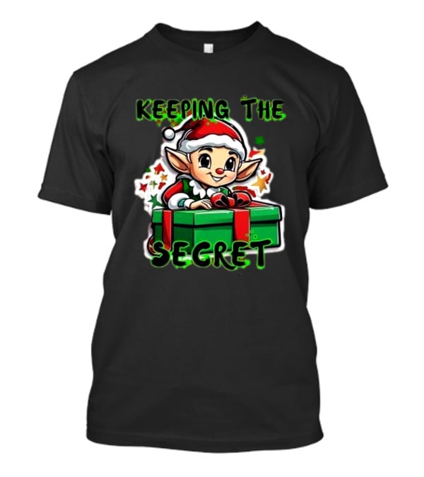 Keeping The Secret Christmas Elf With Present T-Shirt