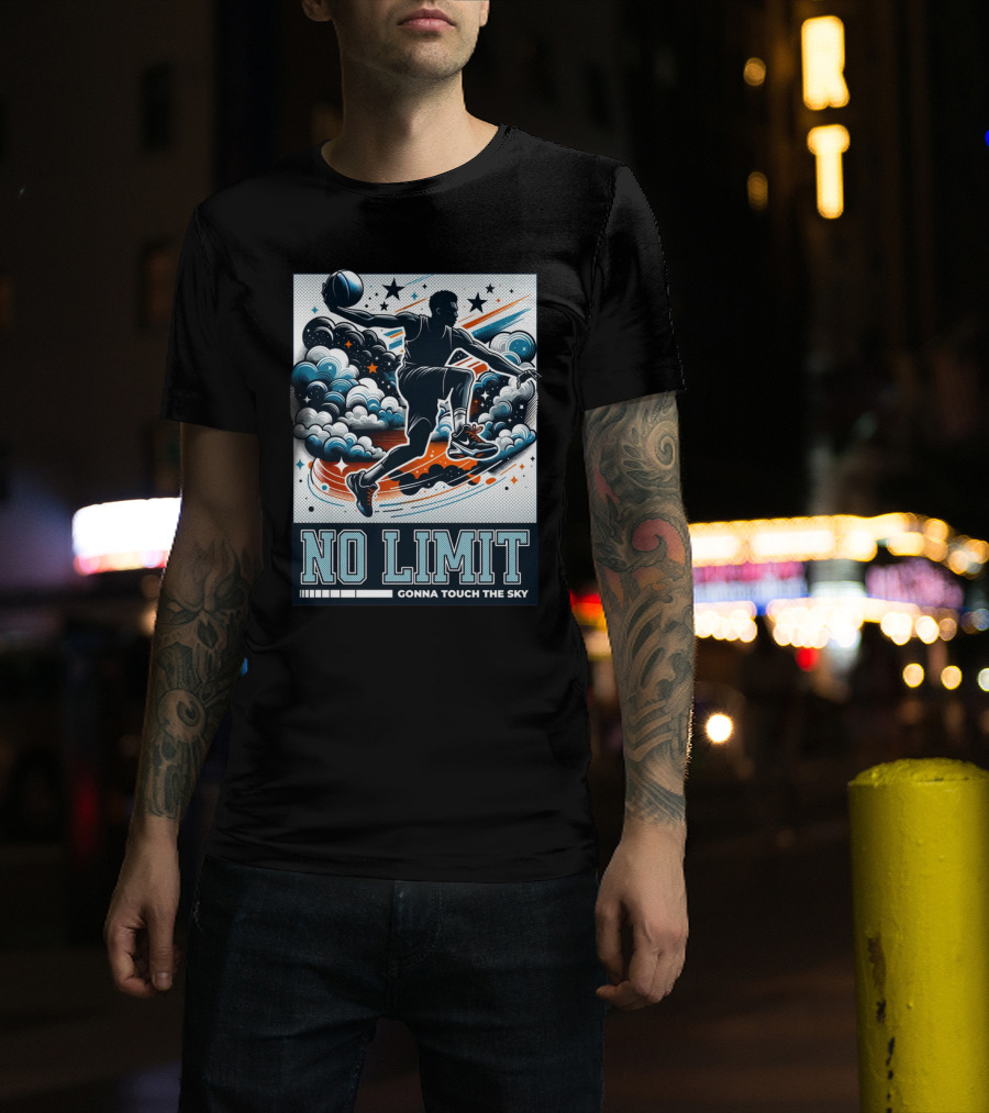 NO LIMIT GONNA TOUCH THE SKY Basketball Player Dynamic Clouds And Stars T-Shirt