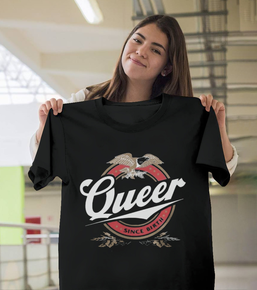Queer Since Birth Retro Eagle Emblem T-Shirt