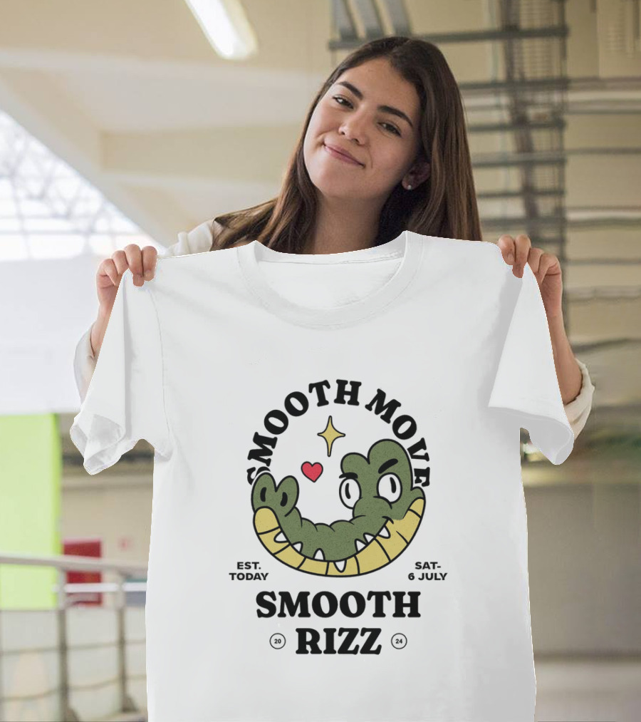 Smooth Move Smooth Rizz Crocodile Heart Est. Today Sat. 6 July T-Shirt