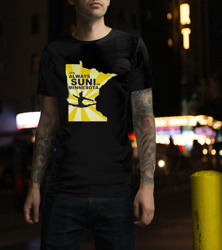 It's Always Suni In Minnesota Gymnastics Silhouette State Outline T-Shirt
