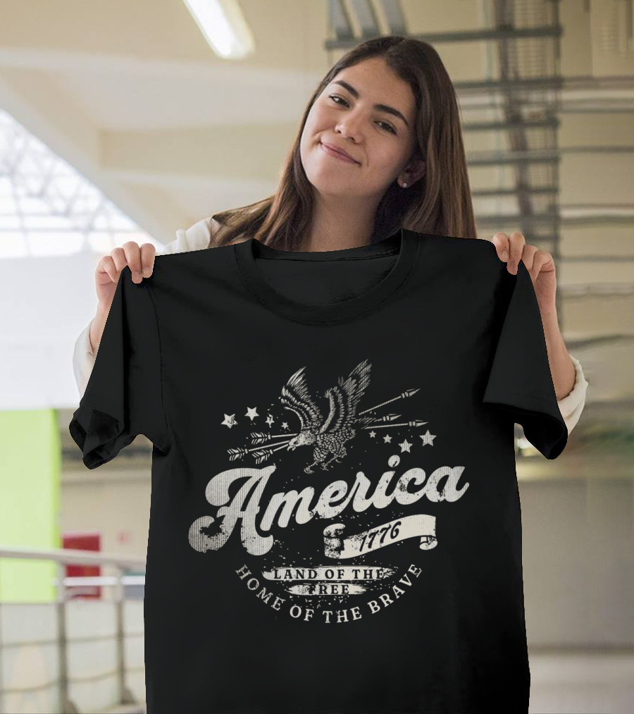 America 1776 Land of the Free Home of the Brave Eagle Arrows Stars T-Shirt