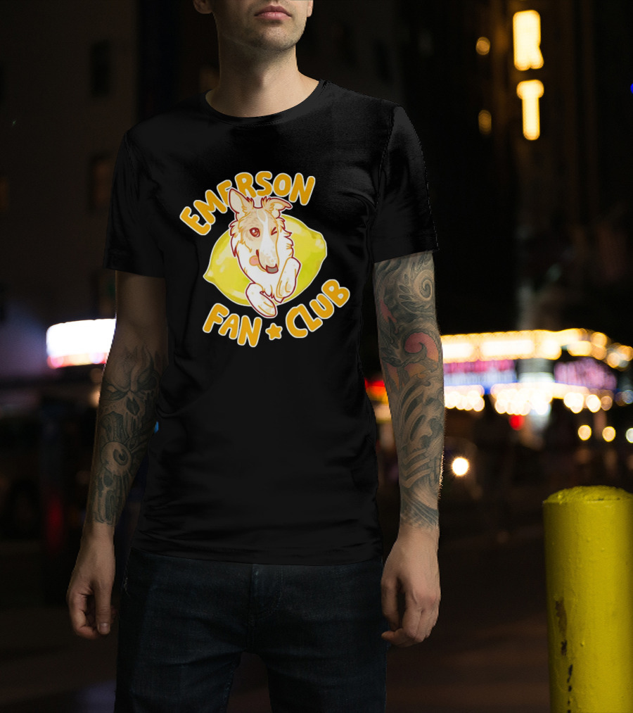 Emerson Fan Club Cute Collie Dog With Lemon T-Shirt