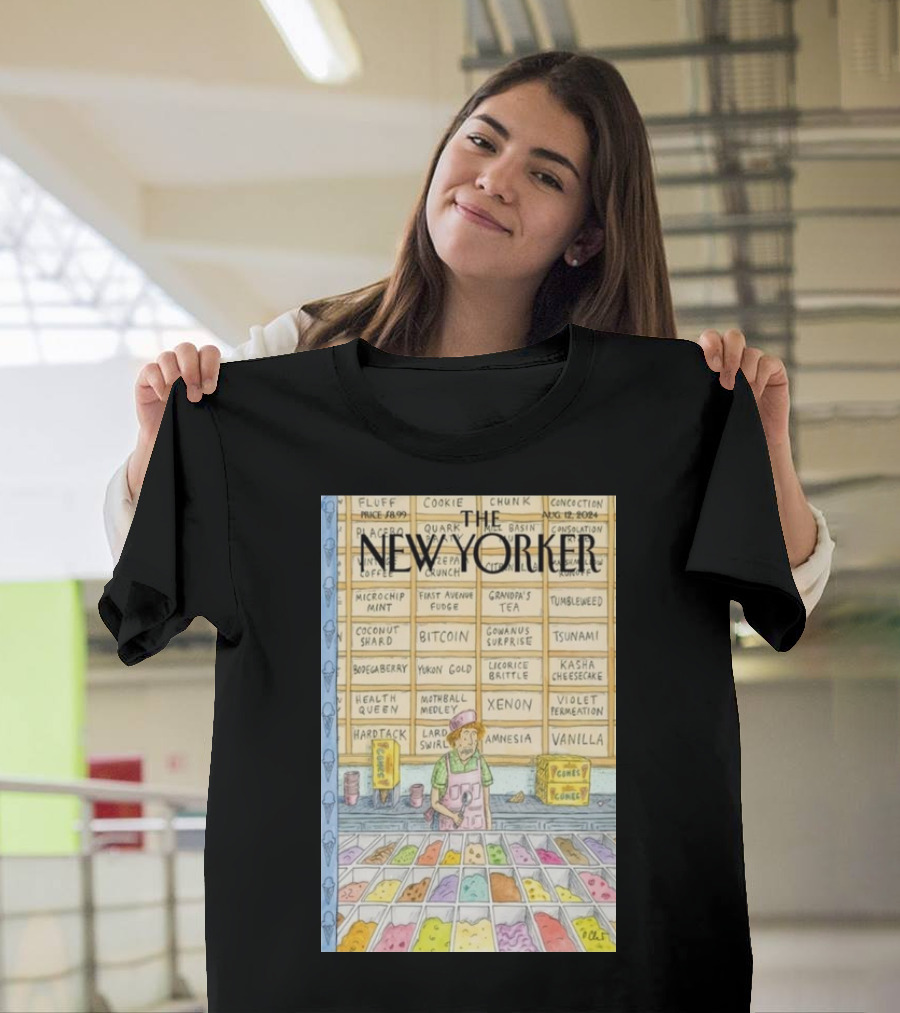 The New Yorker August 12 2024 Roz Chast Flavor of the Week Bitcoin Chunk T-Shirt