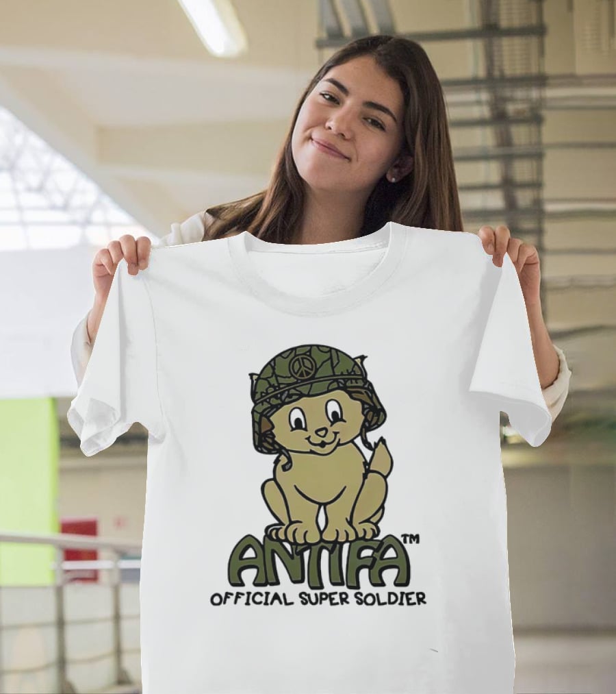 Antifa Super Soldier Peace Helmet Kitten T-Shirt