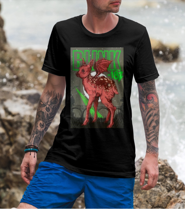 Blink 182 Minneapolis MN August 6 2024 Fawn And Bat Wings T-Shirt