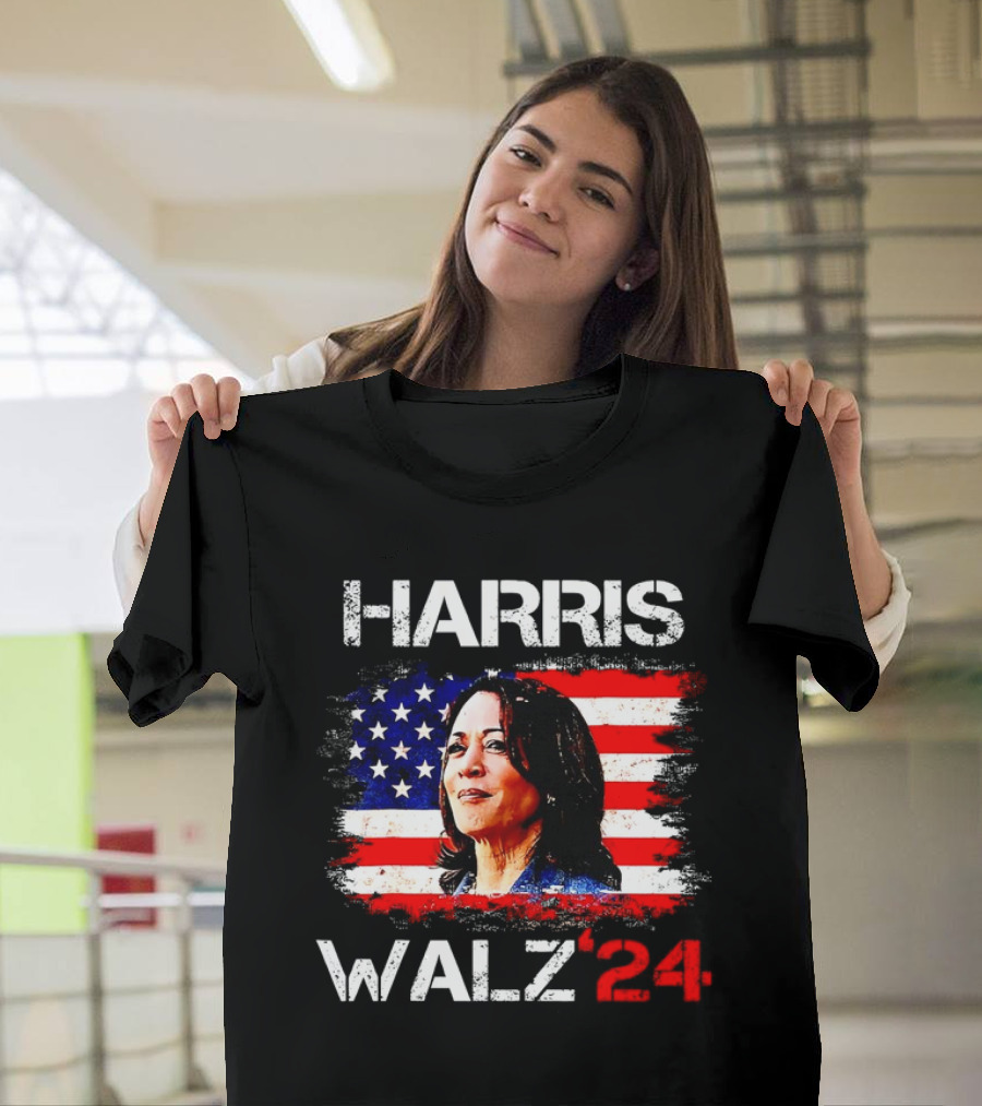 Harris Walz '24 American Flag Kamala Harris Red White and Blue T-Shirt