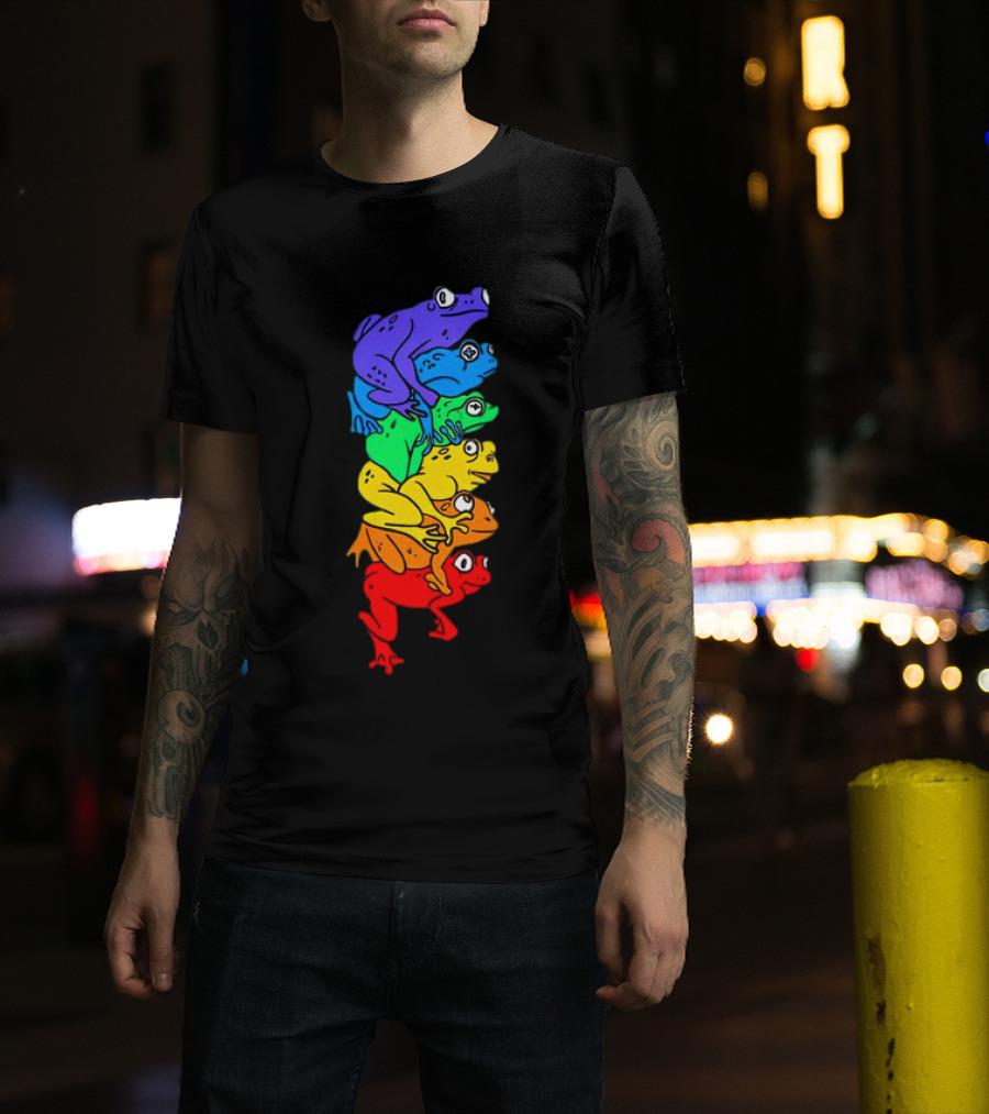 Rainbow Gay Frog Stack T-Shirt