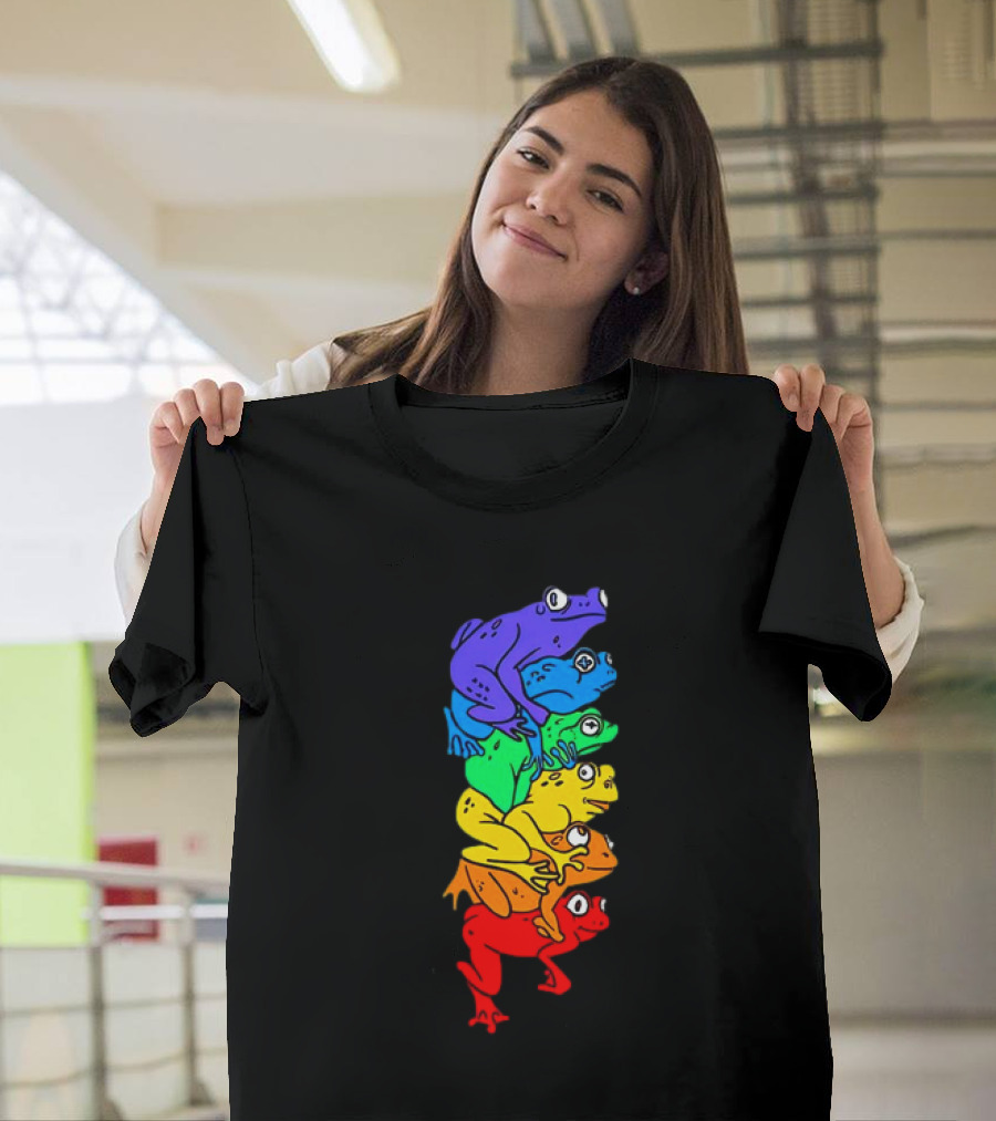 Rainbow Gay Frog Stack T-Shirt