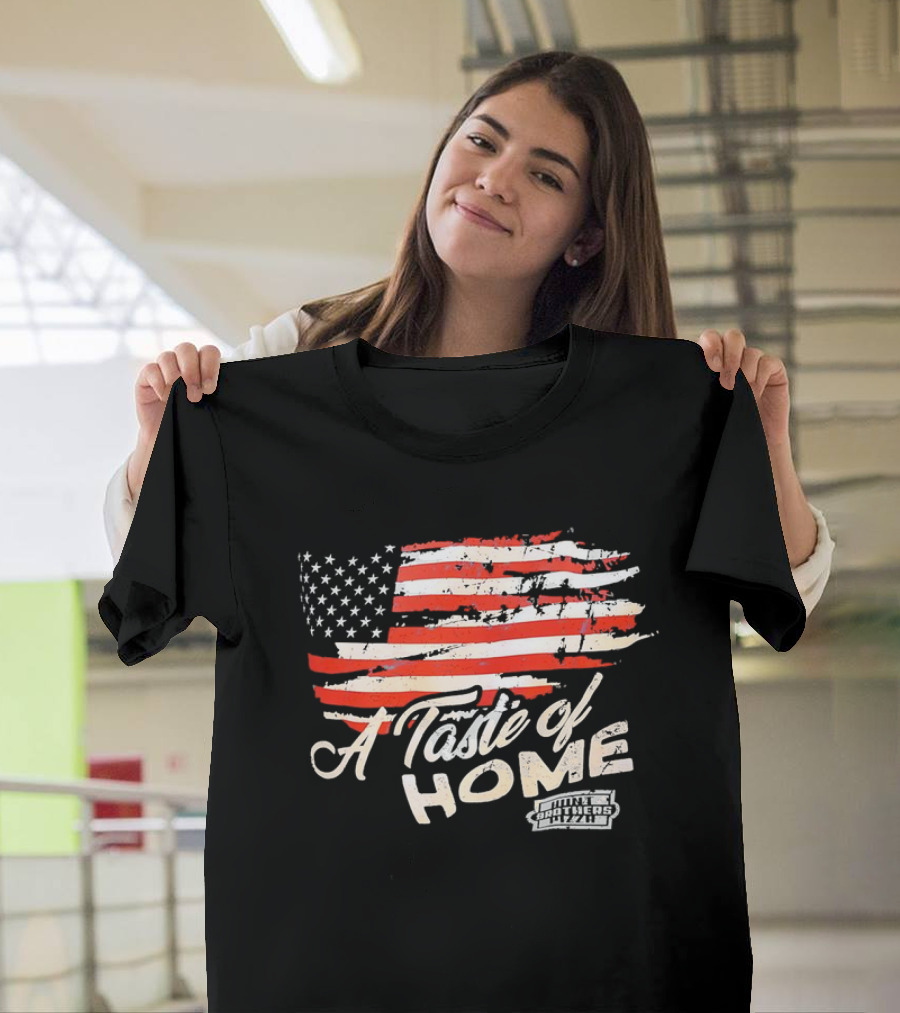 USA Flag A Taste of Home Johnny Carino's Pizza T-Shirt