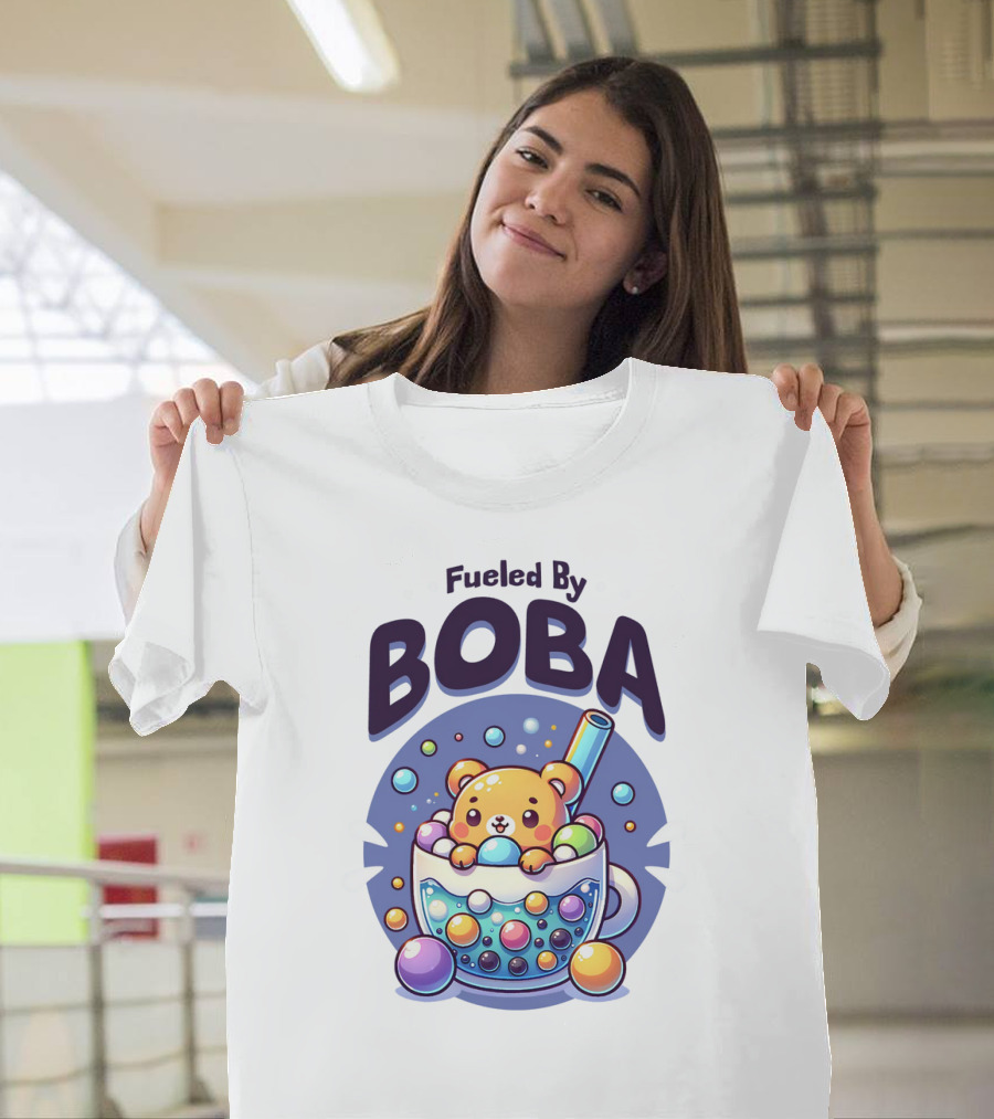 Fueled By Boba Cute Bubble Tea Bear T-Shirt