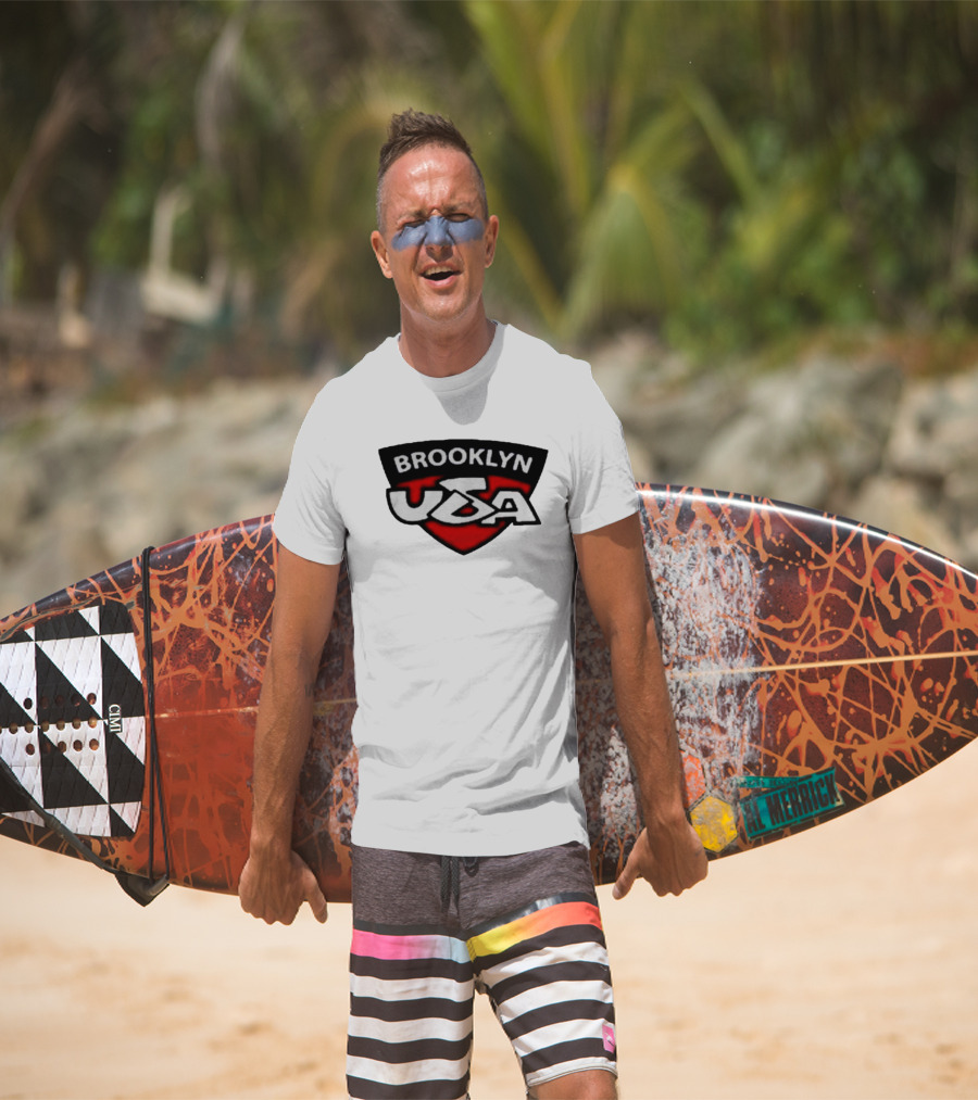 Brooklyn USA Red Black Shield Emblem T-Shirt