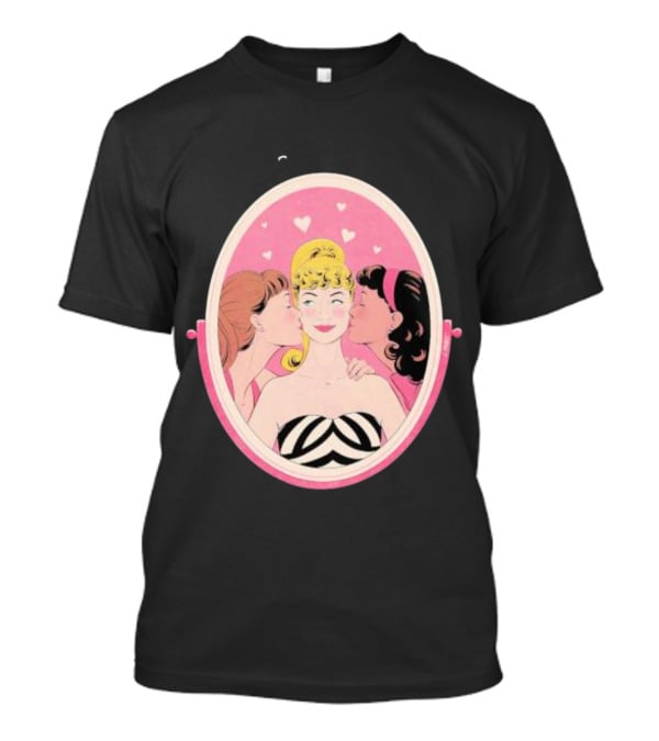 This Barbie Likes Girls Retro Pink Mirror Heart Motif T-Shirt
