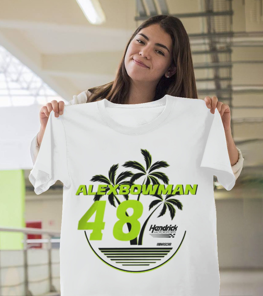 Alex Bowman 48 Hendrick Motorsports NASCAR Palm Trees Beach T-Shirt