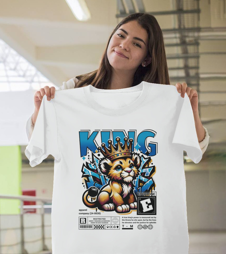 KING Apparel E Meme True Power Youthful Lion with Crown T-Shirt
