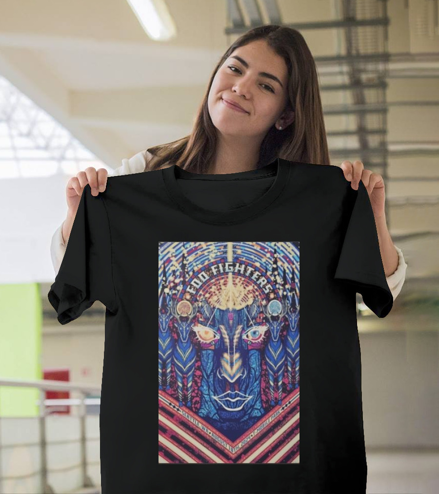 Foo Fighters Vibrant Psychedelic Art T-Mobile Park Aug 18 T-Shirt